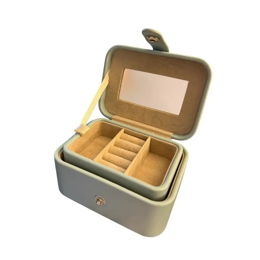 Tuscan Designs Travel Jewelry Box Removable Tray Velvet Lined Snap Closure Blue
